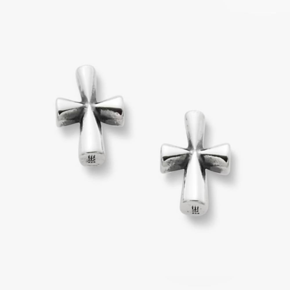 Retired James Avery Sterling Silver St. Teresa Cross Stud Earrings
